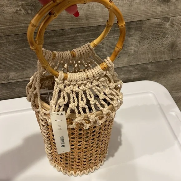 Aqua Bag NWT handbag with Bamboo/ Macrame natural materials - Picture 3 of 7